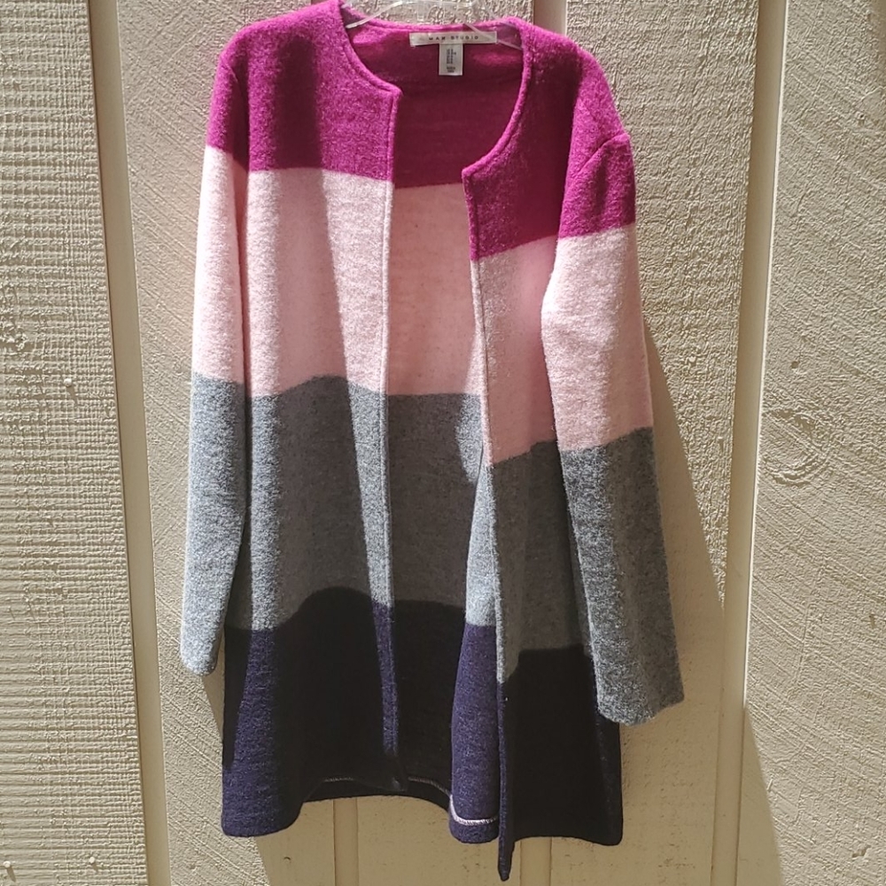 Max Studio Striped Wool Coat